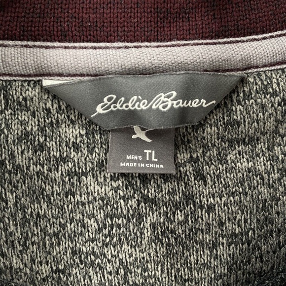 Eddie Bauer Sweater Mens LG TALL Burgandy Fleece Pullover 1/4 Zip Outdoor Casual - Picture 10 of 14